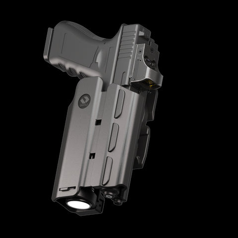 Orpaz T40 G19 Holster with Light Left Handed compatible with Glock 19 Holster with Light (Large Pistol Lights, MOLLE Attachment)