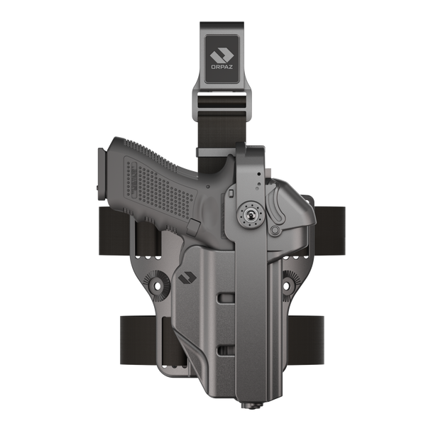 ORPAZ T41 PRO Universal Adjustable Holster, Level 3 Security, Hood Guard & Magnetic Retention, Optics Ready OWB Polymer Duty Holster, Made in Israel Drop Leg