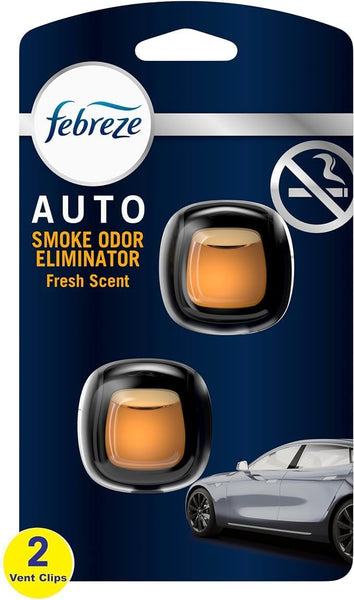 Febreze Car Air Freshener Vent Clips - 2 Clips - 0.07 Fl Oz, Smoke Odor Fighter Fresh Scent