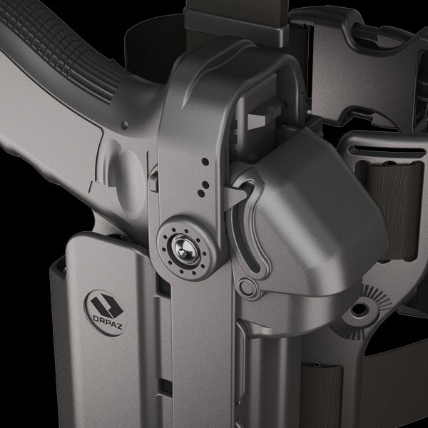 Orpaz T40 Pro G19 Duty Holster with Large Light Holster w/ Magnetic Optic cover, Compatible with Glock 19 Pistol Holder with Laser Mounted Light and Optics with Drop Leg