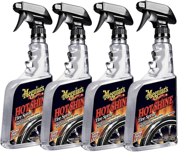 Meguiar's Hot Shine Tire Spray, 24 oz, Long-Lasting Wet Look Shine, 4 Packs