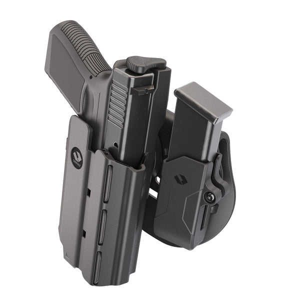Orpaz T40 G45 Holster with Light compatible with Glock 45 Holster with Light, Left Handed Medium Pistol Lights, Paddle & Glock 45 Magazine Holder