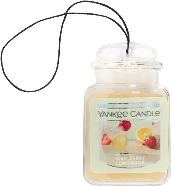 Yankee Candle Car Jar Ultimate Hanging Air Freshener Up To 30 Days, Iced Berry Lemonade, 4 Packs