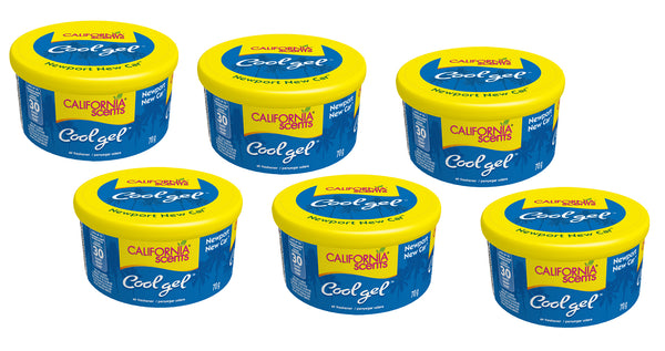California Scents Cool Gel Newport New Car Scent - The Car Air Freshener with Cool Gel Technology - Long-Lasting Odor Eliminator and Auto Air Freshener for Cars, 6 Packs
