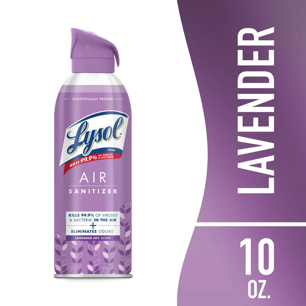 Lysol Air Sanitizer Spray, Lavender Sky Scent, Odor Eliminator and Air Freshener, 10 fl oz, 3 Packs