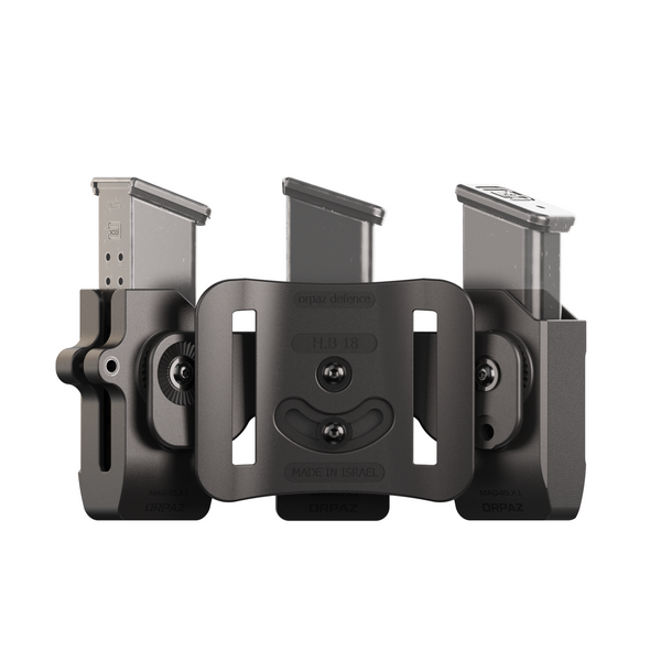 Orpaz Universal Pistol Magazine Pouch for 0.45 Caliber (Metal Only) Double Stack Magazine pouches (Belt Loop, Triple Magazine)