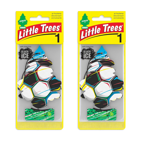 Little Trees Hanging Car Air Freshener, Black Ice Soccer, 2-Pack