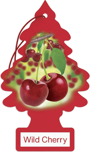 Little Trees Hanging Car Freshener Cardboard Paper For Home Car Office, Wild Cherry, 4 Pack