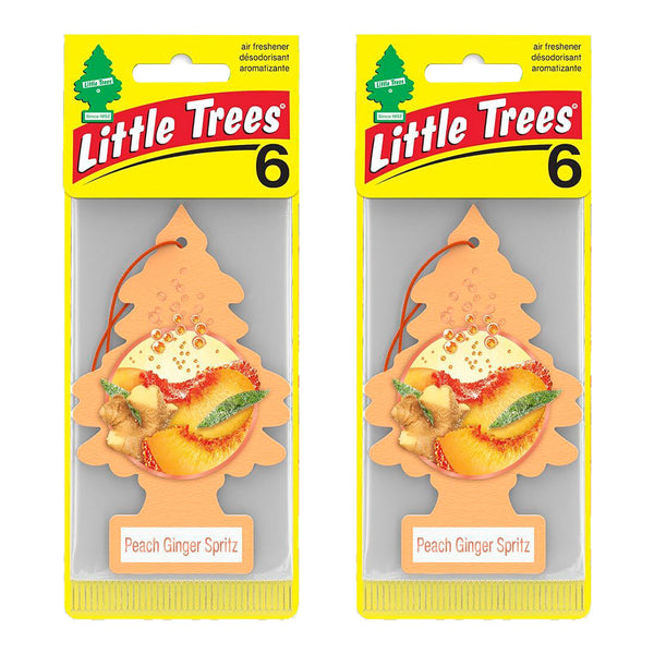 LITTLE TREES Car Air Freshener Hanging Tree Provides Long Lasting Scent for Auto & Home, Peach Ginger Spritz, 12 Pack