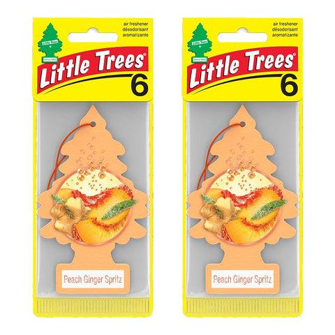 LITTLE TREES Car Air Freshener Hanging Tree Provides Long Lasting Scent for Auto & Home, Peach Ginger Spritz, 12 Pack