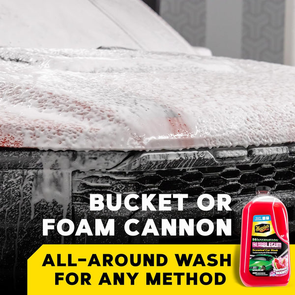 Meguiar’s Watermelon Bubblegum Scented Car Wash Soap – Foam Cannon & Bucket Wash, pH Neutral, Extra-Rich Suds, Plus a Pleasant Scent, 64 oz