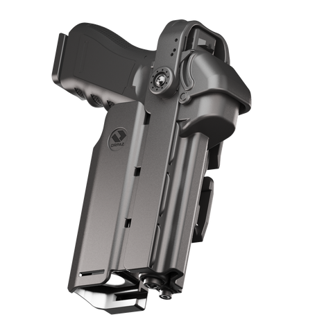 Orpaz T40 Pro G17 Duty Holster with Large Light Holster w/ Magnetic Optic cover, Compatible with Glock 17 Pistol Holder with Laser Mounted Light and Optics with  Molle