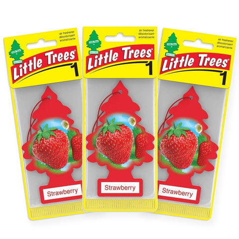Little Trees Hanging Car Air Freshener, Strawberry, 3-Pack