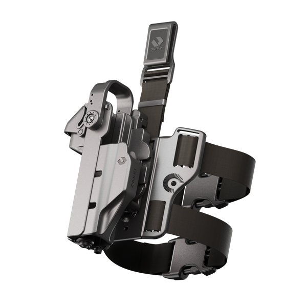 ORPAZ T41 PRO Universal Adjustable Left Handed Holster, Level 3 Security, Hood Guard & Magnetic Retention, Optics Ready OWB Polymer Duty Holster, Made in Israel Drop Leg