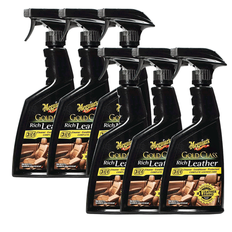 Meguiar's Gold Class Rich Leather 3-in-1 Spray, 15.2 oz – Cleans, Conditions & Protects Leather with UV Shield, Non-Greasy Finish, 6 Packs