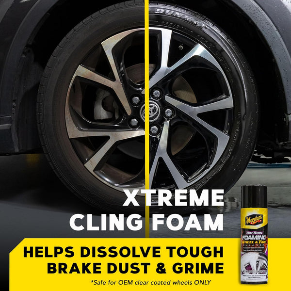 Meguiar's Hot Rims Foaming Wheel & Tire Cleaner, Powerful Brake Dust & Grime Remover, 20 Oz