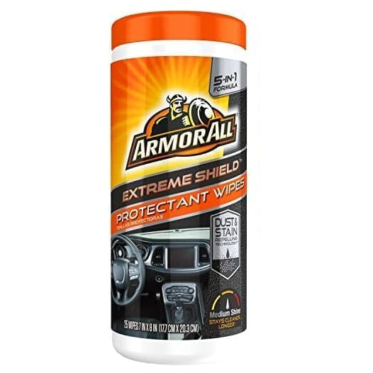 Armor All Extreme Shield Protectant Wipes, Interior Car Cleaning Wipes with UV Protection Against Cracking and Fading, 25 Count