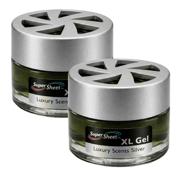 Super Sheet XL Gel Car Air Freshener - Silver Scent, Luxury Glass Jar Auto Fragrance, Long Lasting Gel Diffuser for Car, Home & Office - Made in USA, 2 Pack