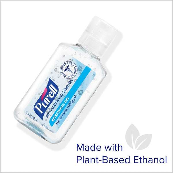 Purell Advanced Hand Sanitizer Refreshing Gel, Clean Scent, 1 Fl Oz Travel Size Flip-Cap Bottle with Display Bowl, 72 Packs