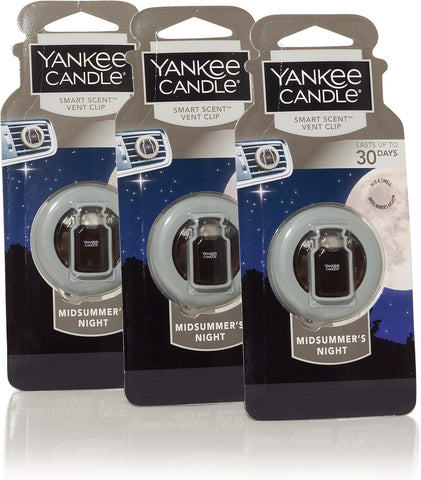 Yankee Candle Smart Scent Vent Clip, Car Air Freshener, Midsummer's Night 3 Pack