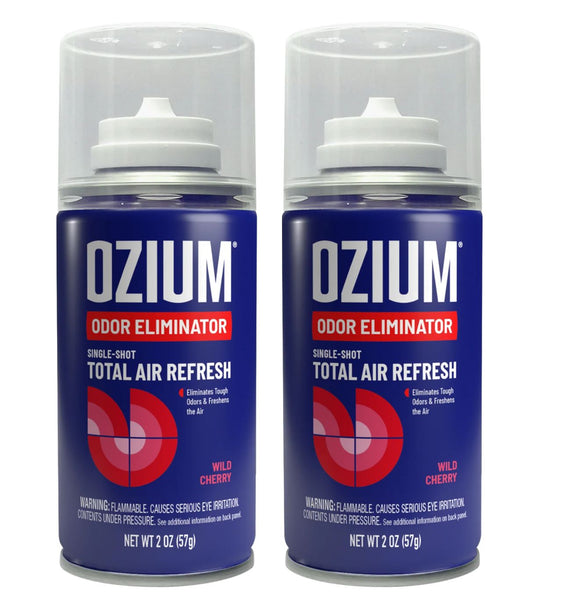 Ozium Fogger Single Shot 2 oz Air Freshener for Car Home Office Wild Cherry, 2 Pack