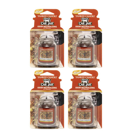 Yankee Candle Gel Car Jar Ultimate Hanging Odor Neutralizing Air Freshener, Autumn Wreath Scent, 4 Packs
