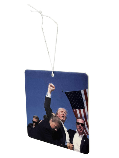 Trump Fight Car Air Freshener, Patriotic Trump Merchandise with Iconic Image, Fresh Linen Scent