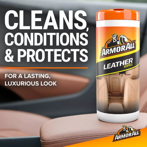 Armor All Interior Cleaner Car Leather Wipes by, For Cleaning Cars, Trucks and Motorcycles, 30 Count (Pack of 2)
