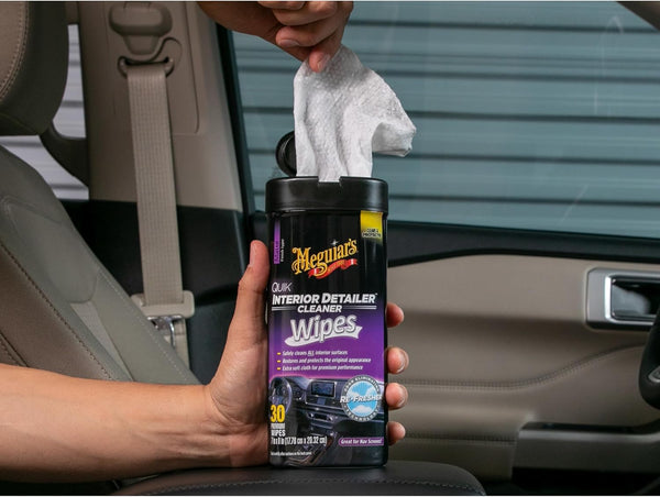 Meguiar's Quik Interior Detailer Wipes, Cleans, Protects & Refreshes All Car Surfaces, 30 Ct, 3 Pack