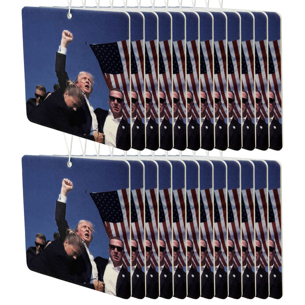 Trump Fight Car Air Freshener, Patriotic Trump Merchandise with Iconic Image, Fresh Linen Scent, 24 Packs