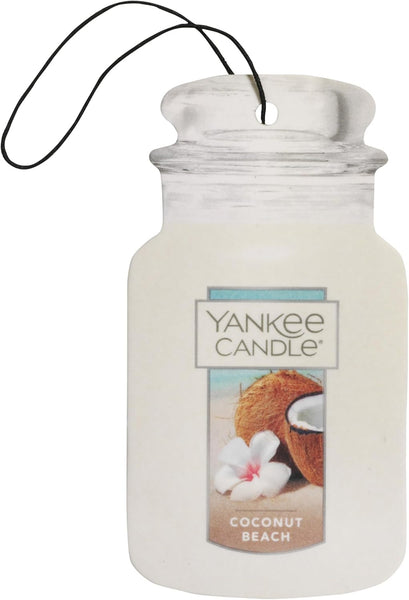 Yankee Candle Paper Car Jar Air Freshener for Long Lasting Fragrance, Coconut Beach, 6 Packs