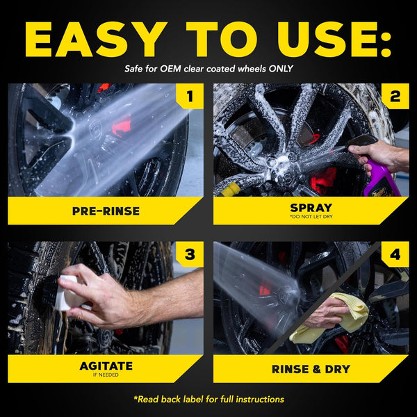 Meguiar's Hot Rims Wheel & Tire Cleaner, Powers Through Brake Dust & Grime – 24 Oz Spray Bottle