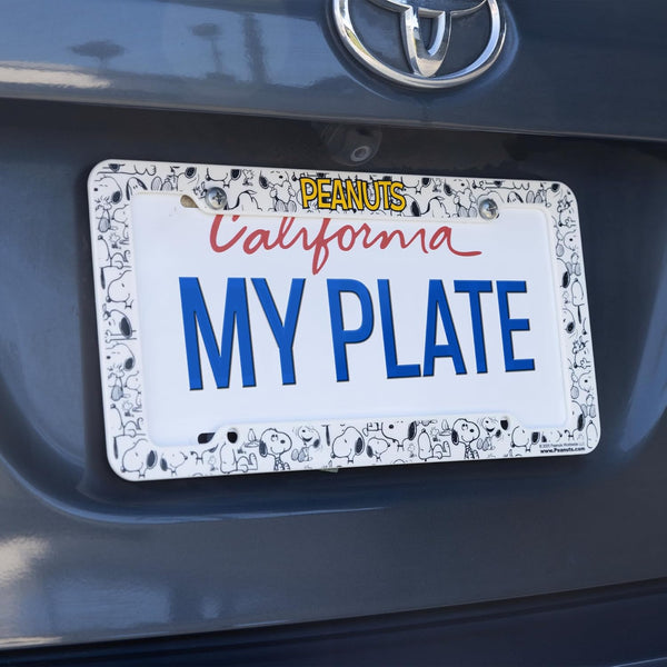 CHROMA Peanuts Snoopy Expressions License Plate Frame, Officially Licensed Plastic Auto Tag Frame, 2 Pack