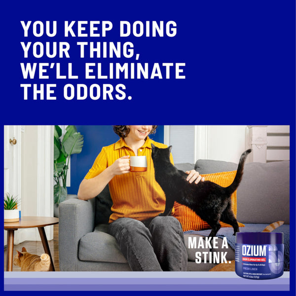 Ozium Odor Eliminating Gel Air Freshener 4.5 oz Linen for Home Car Office