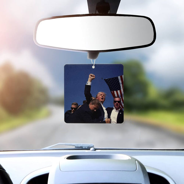 Trump Fight Car Air Freshener, Patriotic Trump Merchandise with Iconic Image, Fresh Linen Scent, 6 Packs