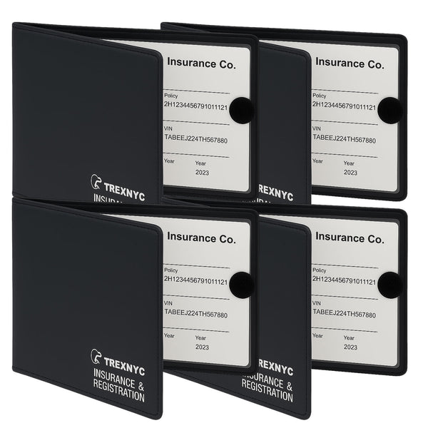 TrexNYC Car Registration & Insurance Card Holder Wallet – Vehicle Document Holder for Car Glove Box Organizer, 4 Pack