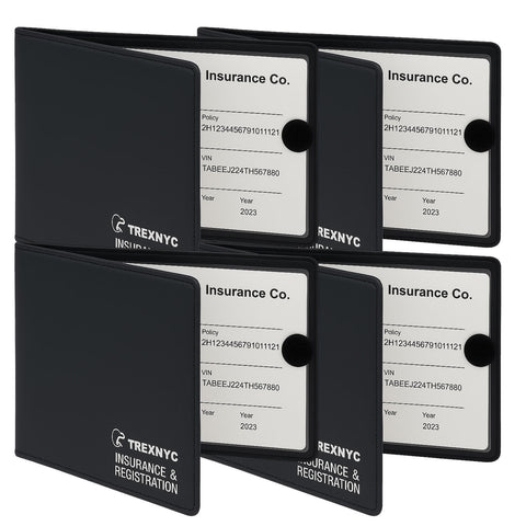 TrexNYC Car Registration & Insurance Card Holder Wallet – Vehicle Document Holder for Car Glove Box Organizer, 4 Pack