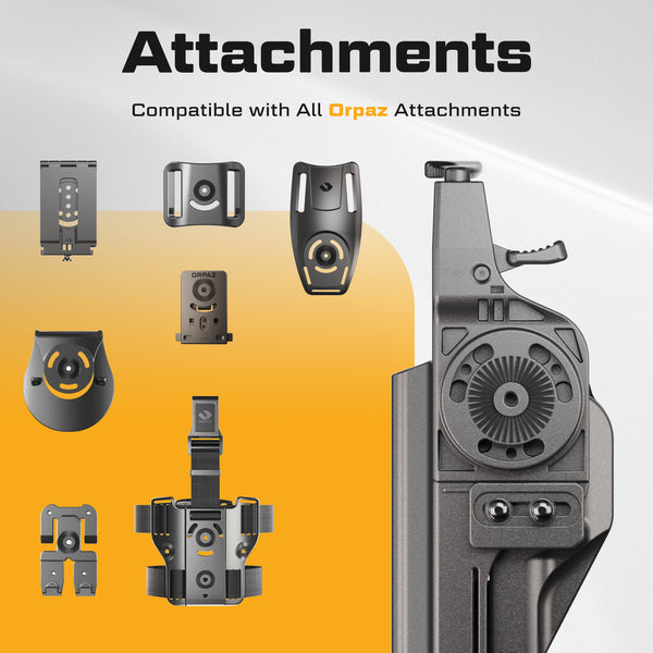 ORPAZ T41 Universal Adjustable Holster, Thumb Release Retention, Optics Ready OWB Polymer Holster, Made in Israel Paddle