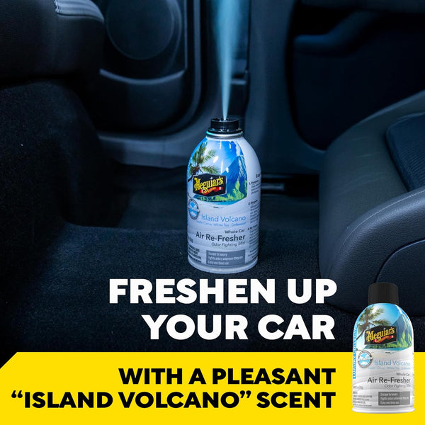 Meguiar's Car Air Refresher Odor Fighting Mist – Long-Lasting Car Freshener Fights Strong & Unwanted Vehicle Smells Renewing Interiors with a Luxurious & Refreshing, Island Volcano Scent, 2oz