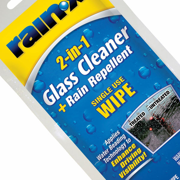 Rain-X 2-in-1 Glass Cleaner & Rain Repellent Wipes, Foil-Sealed