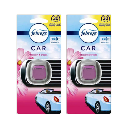 Febreze Vent Clip Car Air Freshener Blossom & Breeze Scent, Up to 30 Days, Eliminates tough lingering odours, 2 Pack