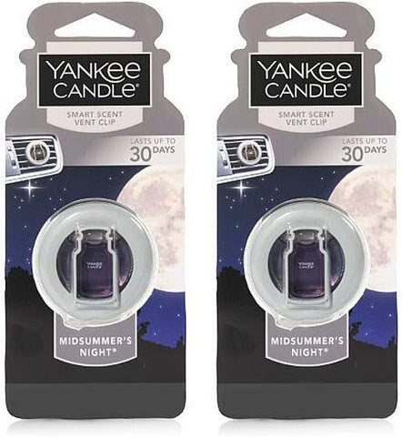 Yankee Candle Smart Scent Vent Clip Odor Neutralizing Car Air Freshener, Midsummer's Night, 2 Packs