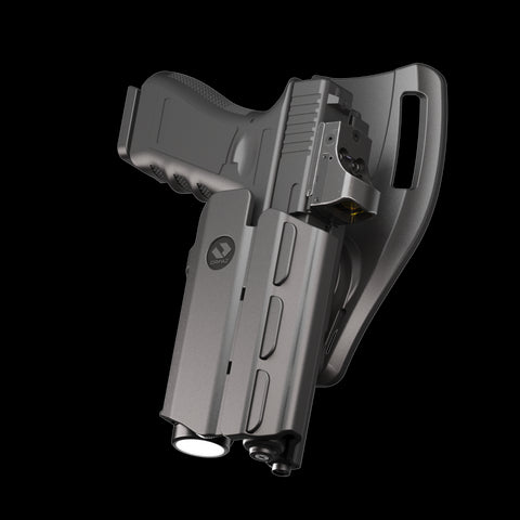 Orpaz T40 G19 Holster with Light Left Handed compatible with Glock 19 Holster with Light (Medium Pistol Lights, Low-Ride Attachment)