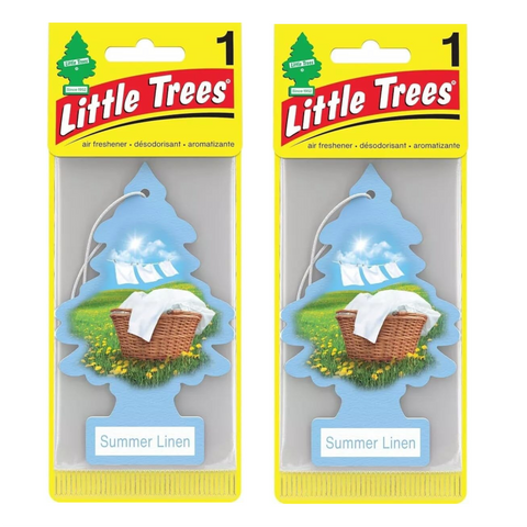 Little Trees Hanging Car Air Freshener, Summer Linen, 2-Pack