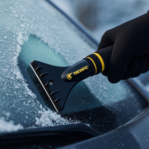 TrexNYC 22-30" Extendable Snow Brush & Ice Scraper Adjustable Handle, Scratch-Free Winter Car Tool for SUVs & Cars