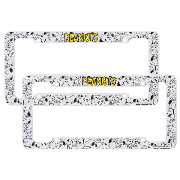 CHROMA Peanuts Snoopy Expressions License Plate Frame, Officially Licensed Plastic Auto Tag Frame, 2 Pack