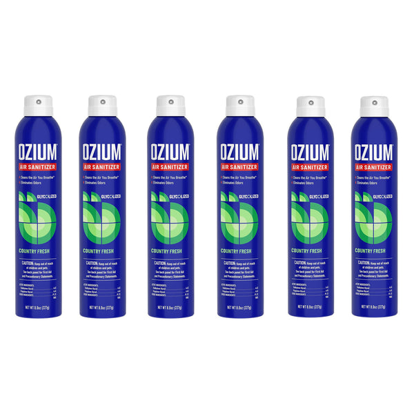 Ozium 8 Oz. Air Sanitizer & Odor Eliminator for Homes, Cars, Offices and More, Country Fresh, 6 Packs