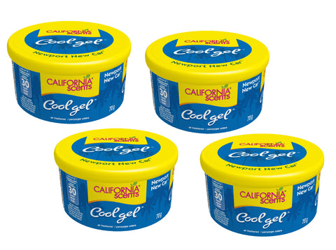 California Scents Cool Gel Newport New Car Scent - The Car Air Freshener with Cool Gel Technology - Long-Lasting Odor Eliminator and Auto Air Freshener for Cars, 4 Packs