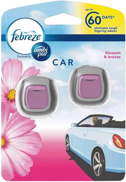 Febreze Vent Clip Car Air Freshener, Blossom & Breeze Scent, 2-CLIPS