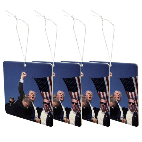 Trump Fight Car Air Freshener, Patriotic Trump Merchandise with Iconic Image, Fresh Linen Scent, 4 Packs